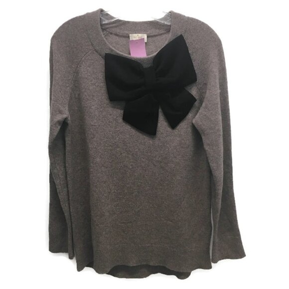 Kate Spade Heather Brown  & Black Bow Sweater - Picture 1 of 2